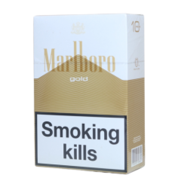 Marlboro Gold cigarette pack with white and gold design