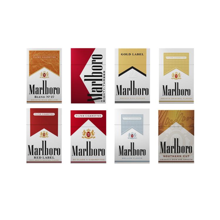 Marlboro Red and Marlboro Gold cigarette packaging comparison